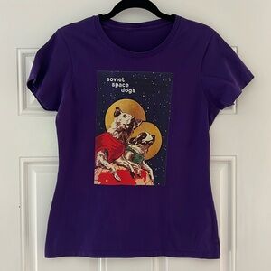 USSR СССР Soviet Space Dogs Bella and Strelka T-Shirt Size: 6